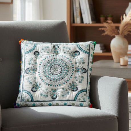 Cojin Verde Indio Cuadrado Grande