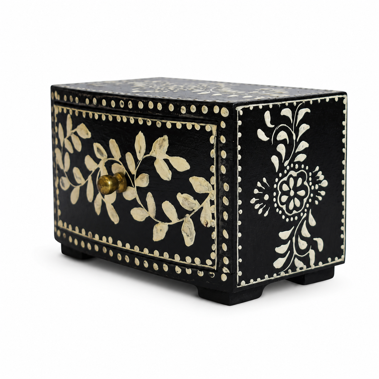 Cajonera India Negro Floral