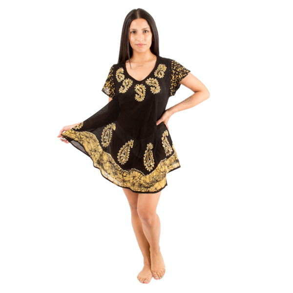 Blusa Vestido Devamati Negro con Amarillo