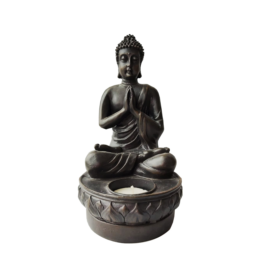 Set Porta vela Budda Brown Manos unidas