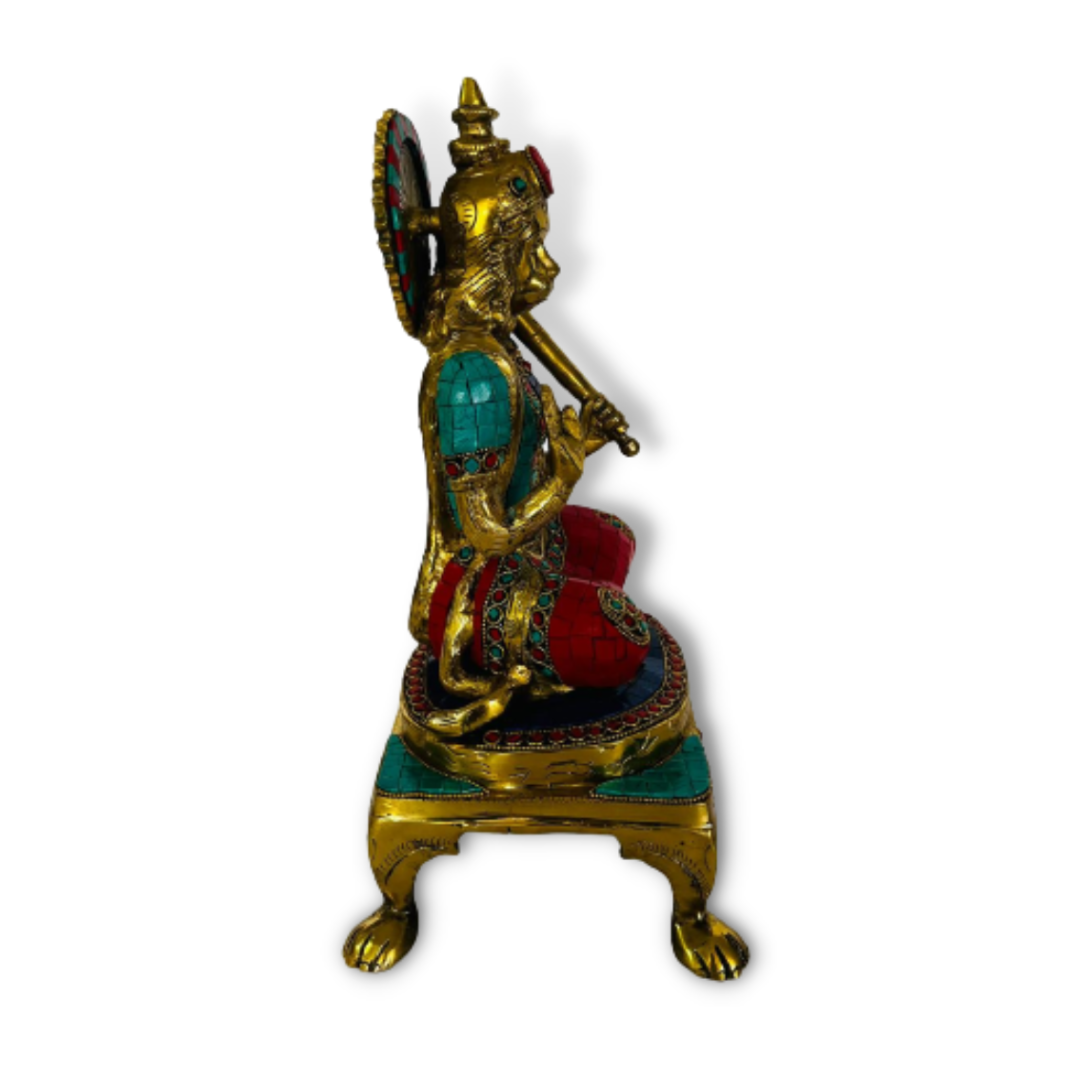 Figura de Bronce y Piedras Hanuman