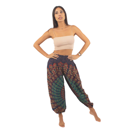 Pantalon Priya Azul con Naranjo