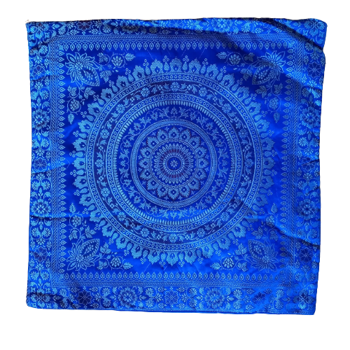 Fundas De Cojín de Satín - Mandala Azul Rey