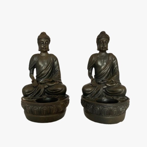 Set Porta Vela Budda Brown Sabiduria