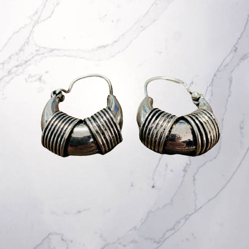 Aros Tribal Moon Style Plateado