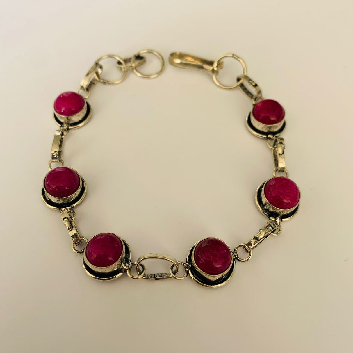 Pulsera Plateada Jolie Ágata Fucsia