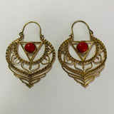 Aros Dorados Perla Jaspe Rojo