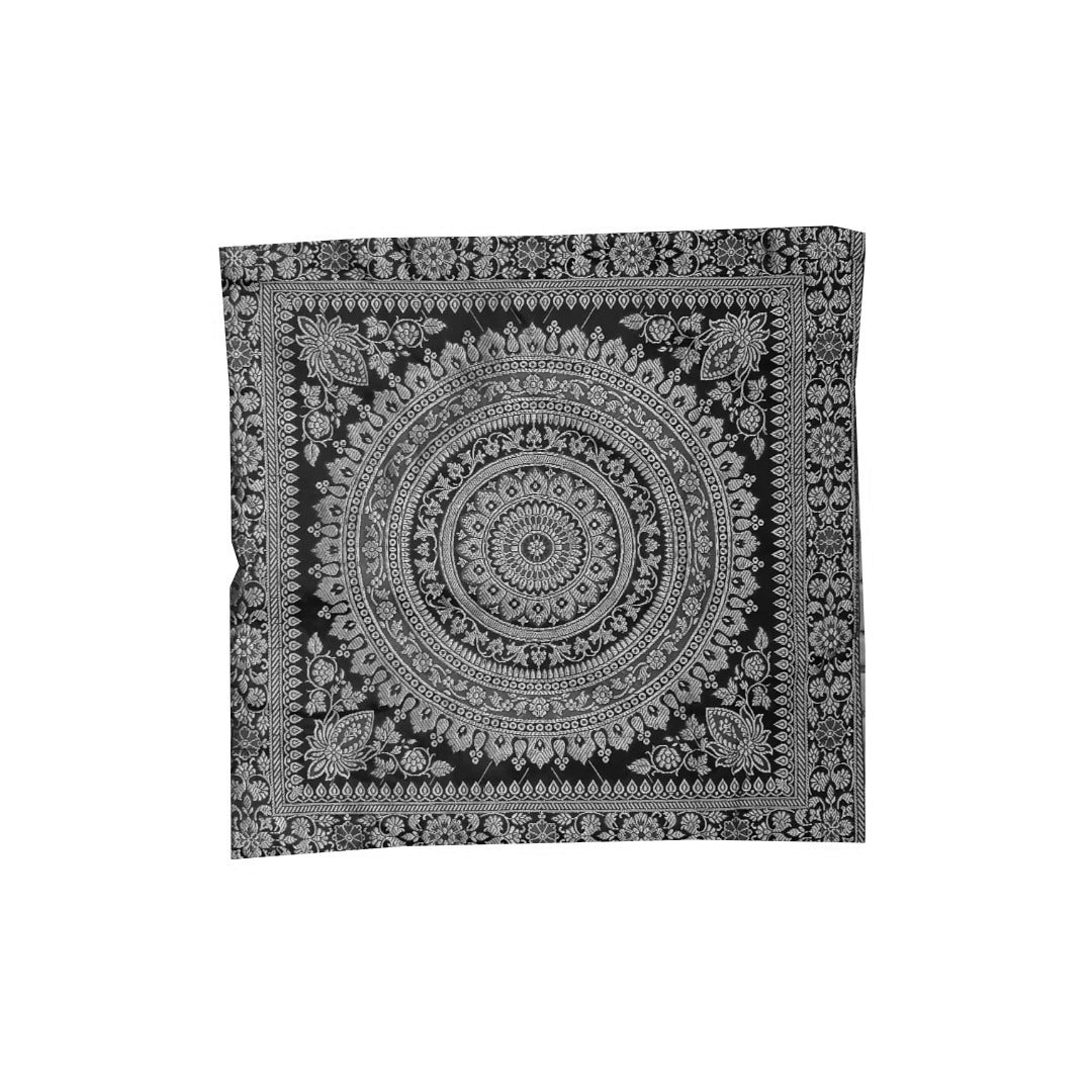 Fundas De Cojín de Satín - Mandala Negro